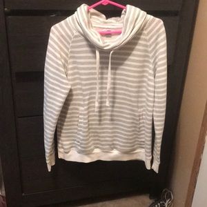 Gray & White Old Navy Stripped Hoodie